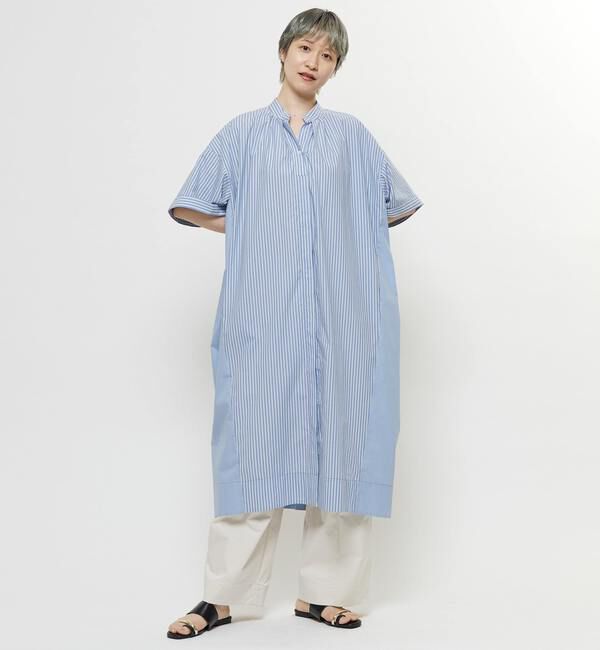 Soffitto「【nota della mano sinistra（ノータ デラ マノ シニストラ）】5分袖前開きシャツワンピ－ス」|ワンピース|