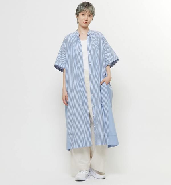 Soffitto「【nota della mano sinistra（ノータ デラ マノ シニストラ）】5分袖前開きシャツワンピ－ス」|ワンピース|