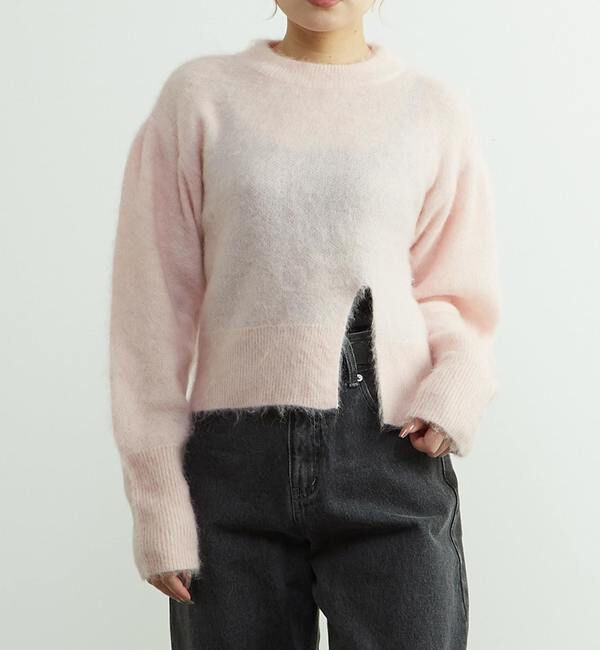 A_「【A_/エース】アルパカ混クルーネックニット」|ニット・セーター|ピンク