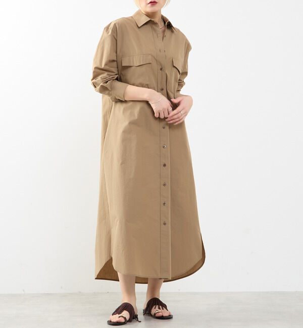 SOFFITTO「【A_/エース】こなれ感ロングシャツワンピース」|ワンピース|ダークベージュ