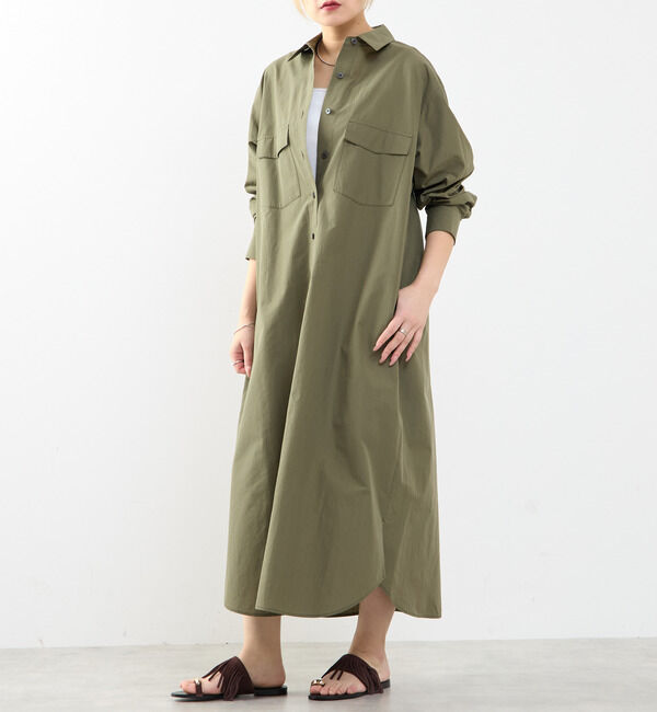 SOFFITTO「【A_/エース】こなれ感ロングシャツワンピース」|ワンピース|カーキ