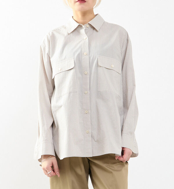 SOFFITTO「【A_/エース】チェック/ストライプポケットシャツ」|シャツ・ブラウス|ブラウン系その他