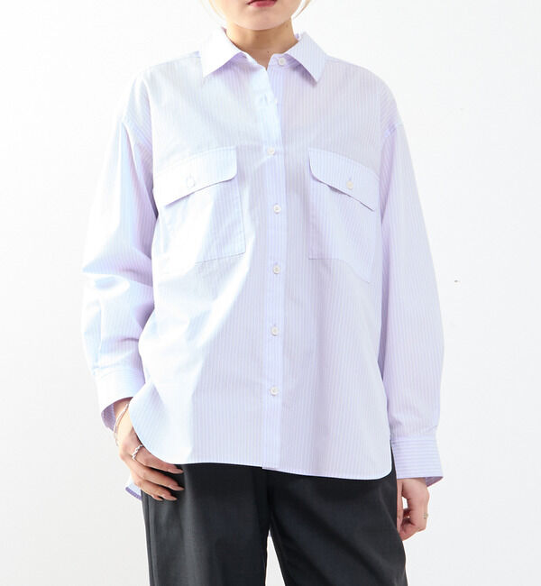 SOFFITTO「【A_/エース】チェック/ストライプポケットシャツ」|シャツ・ブラウス|ラベンダー