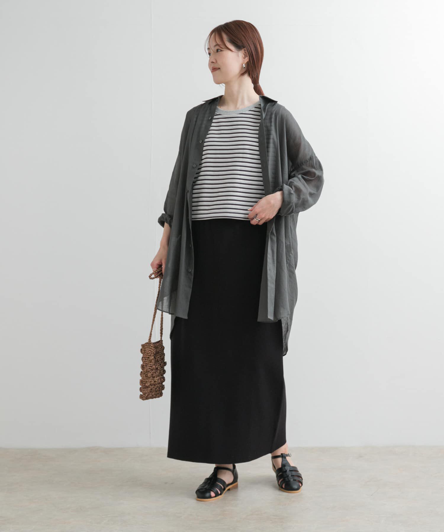 URBAN RESEARCH DOORS「リネン混ニットストレートスカート」|スカート|