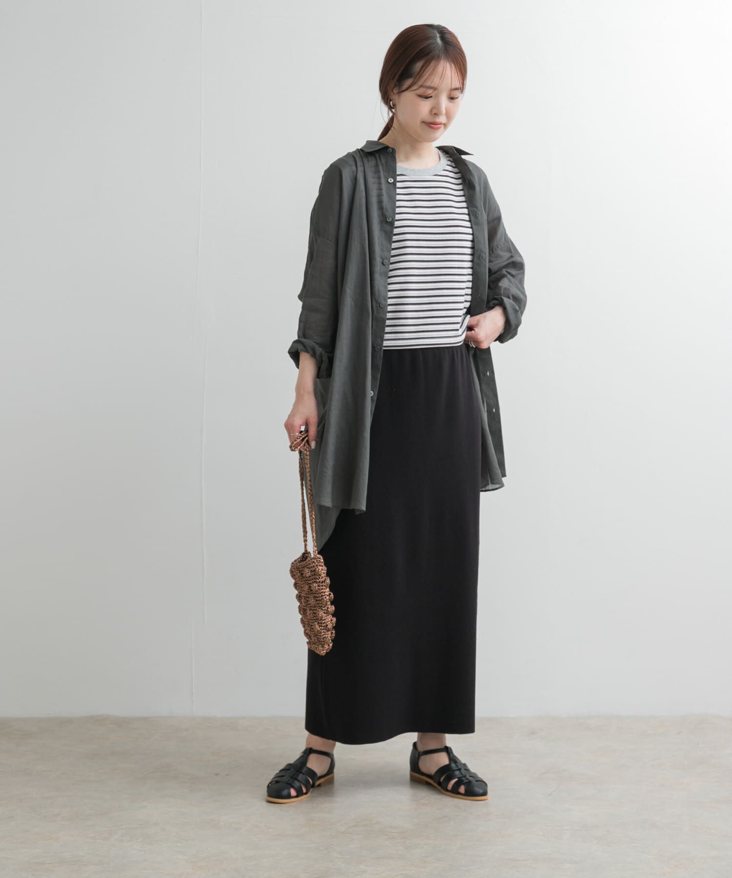 URBAN RESEARCH DOORS「リネン混ニットストレートスカート」|スカート|