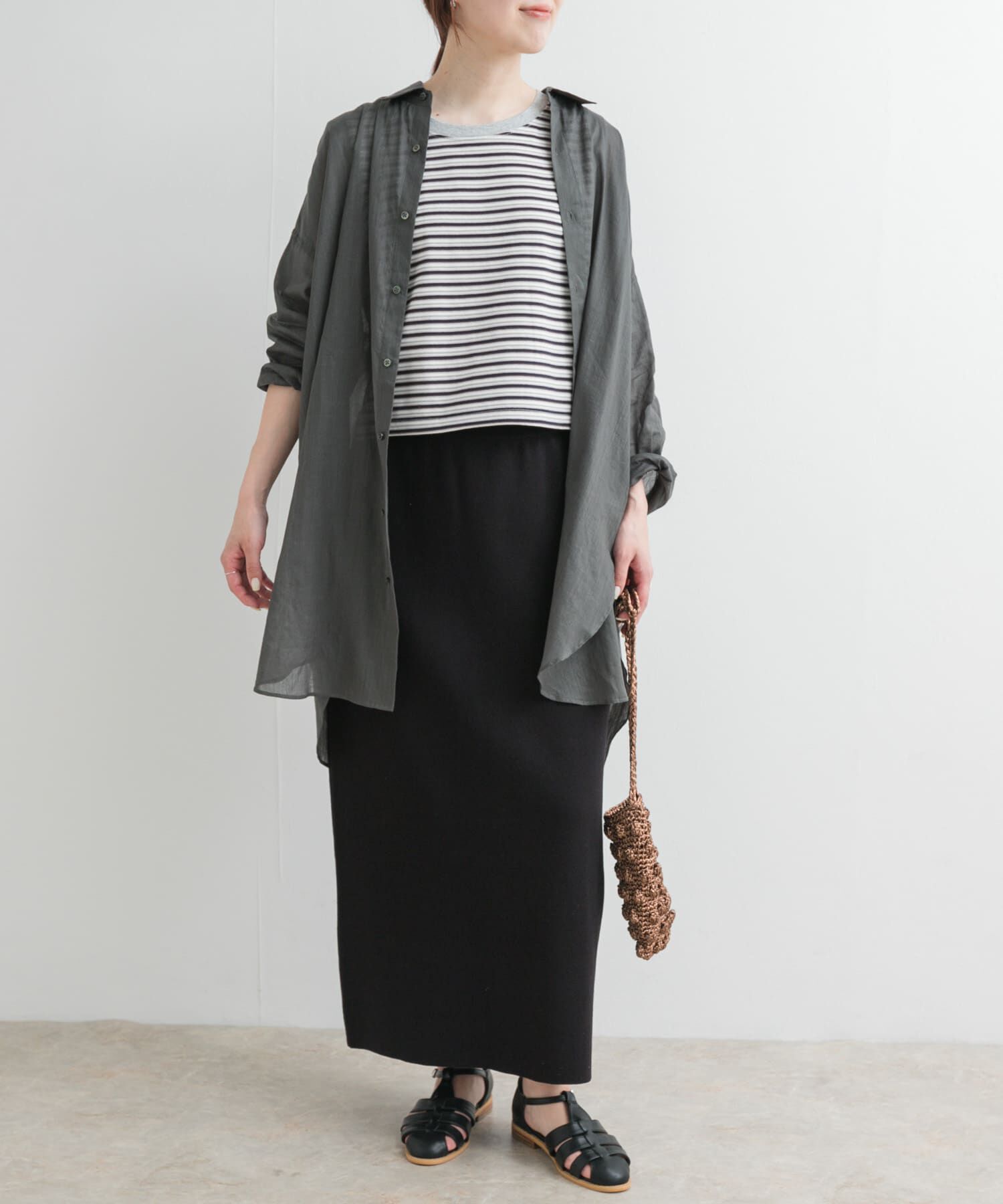 URBAN RESEARCH DOORS「リネン混ニットストレートスカート」|スカート|