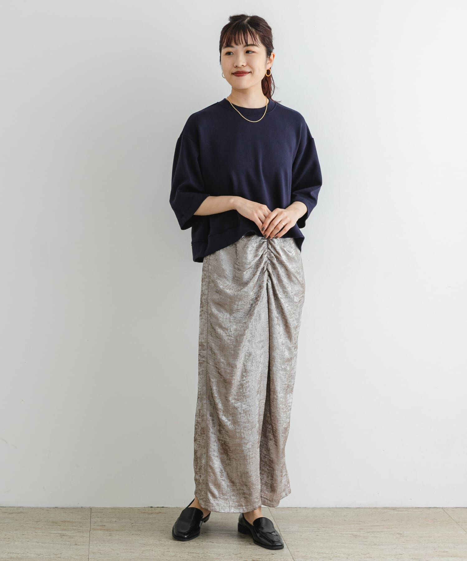 URBAN RESEARCH ROSSO「F by ROSSO　シャイニーフロントギャザータイトスカート」|スカート|