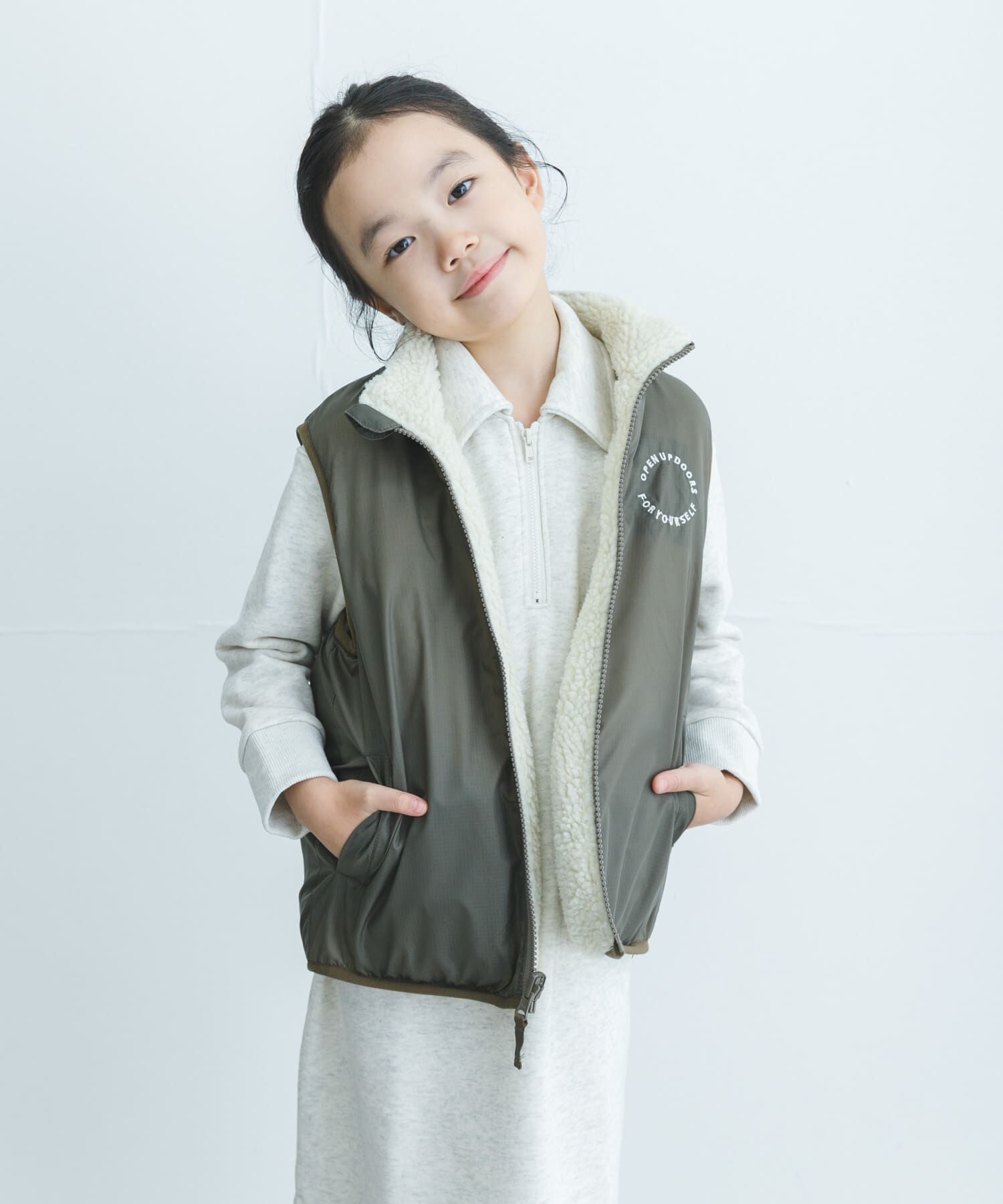 URBAN RESEARCH DOORS「リバーシブルボアベスト(KIDS)」|その他|グリーン系その他