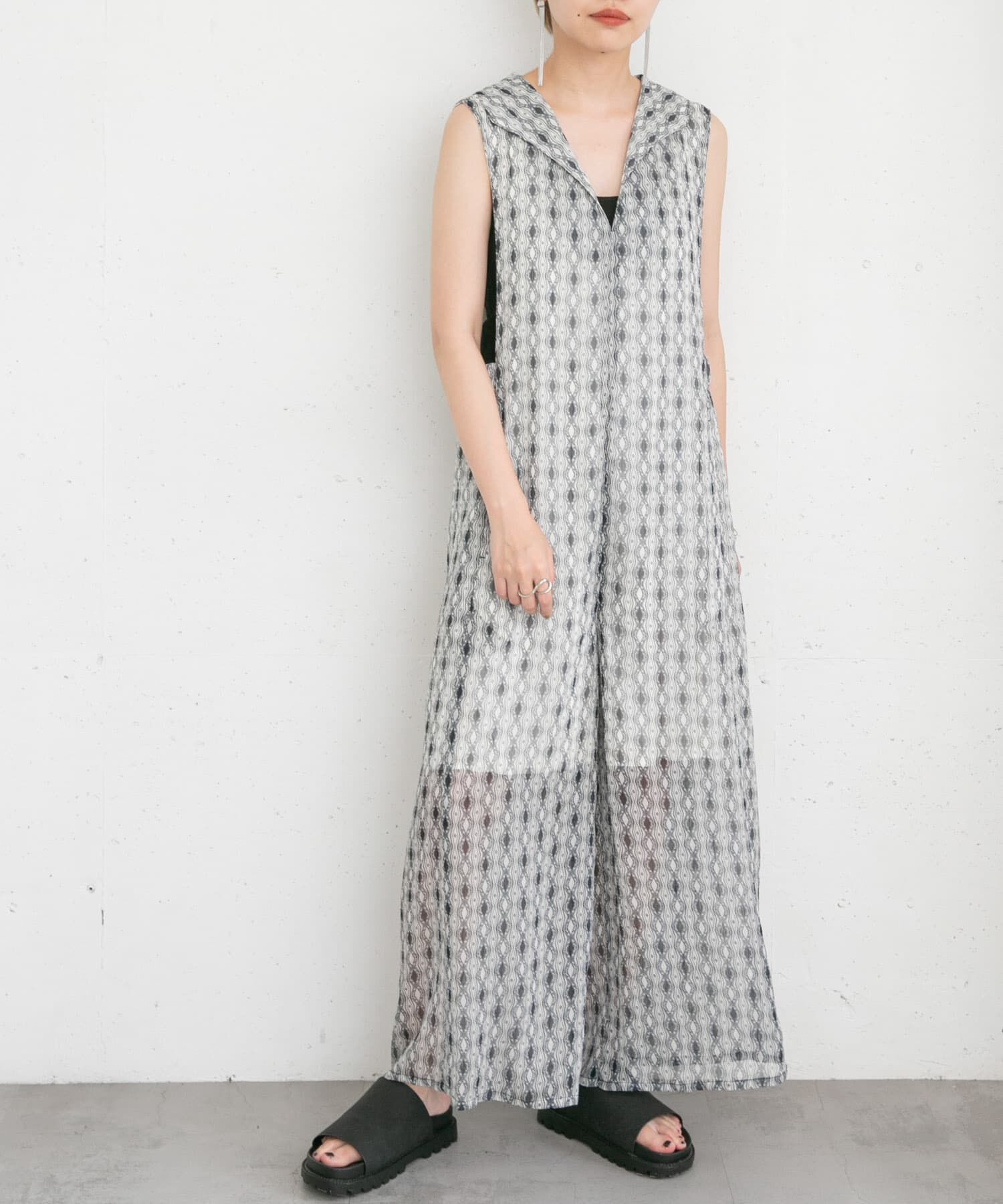  「楊柳プリントサロペット」|スカート|