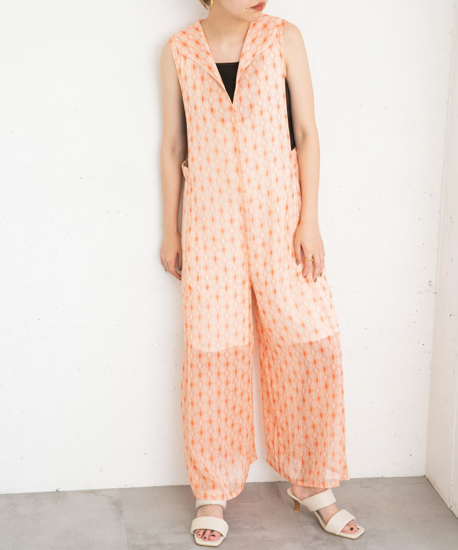  「楊柳プリントサロペット」|スカート|