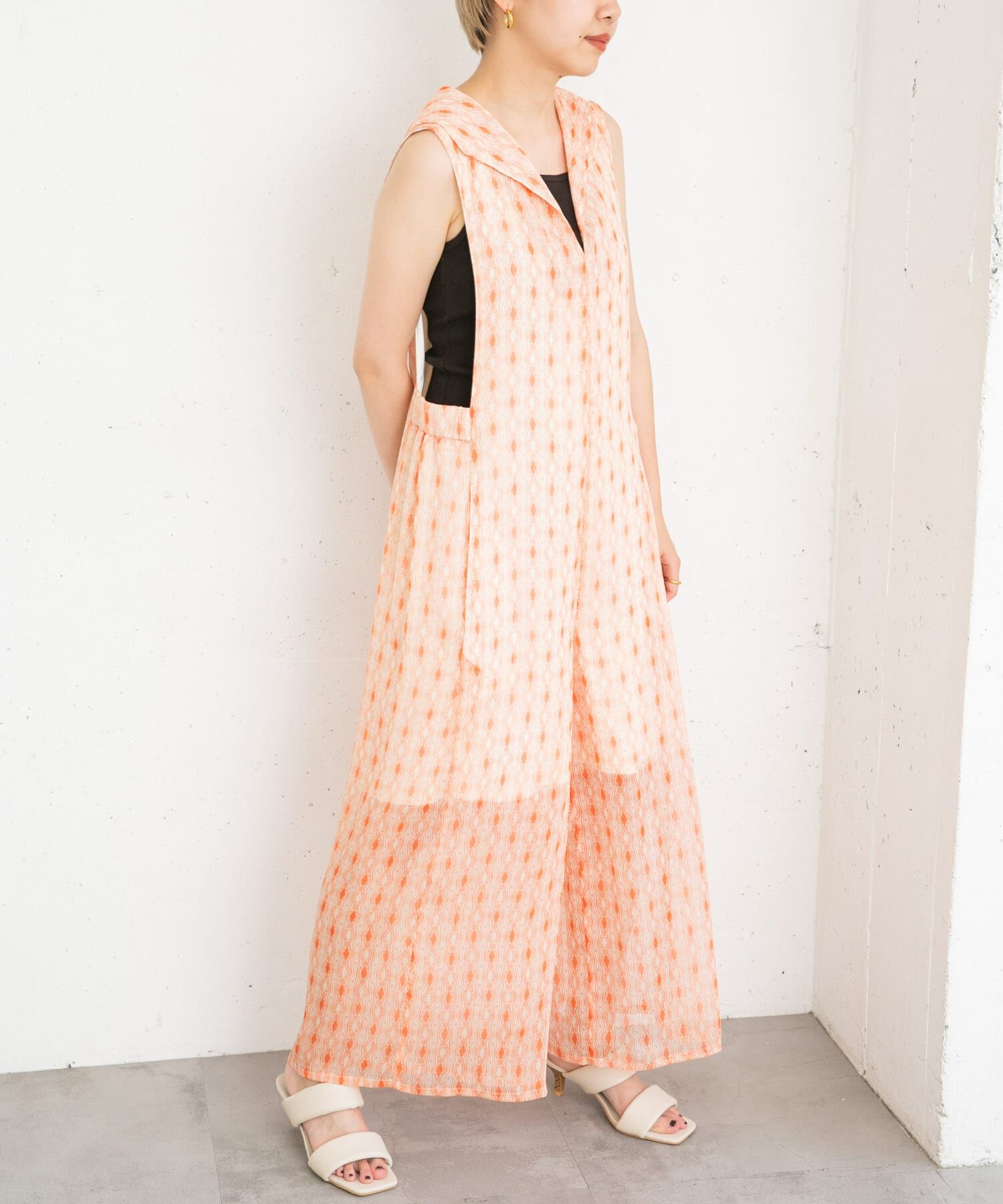  「楊柳プリントサロペット」|スカート|