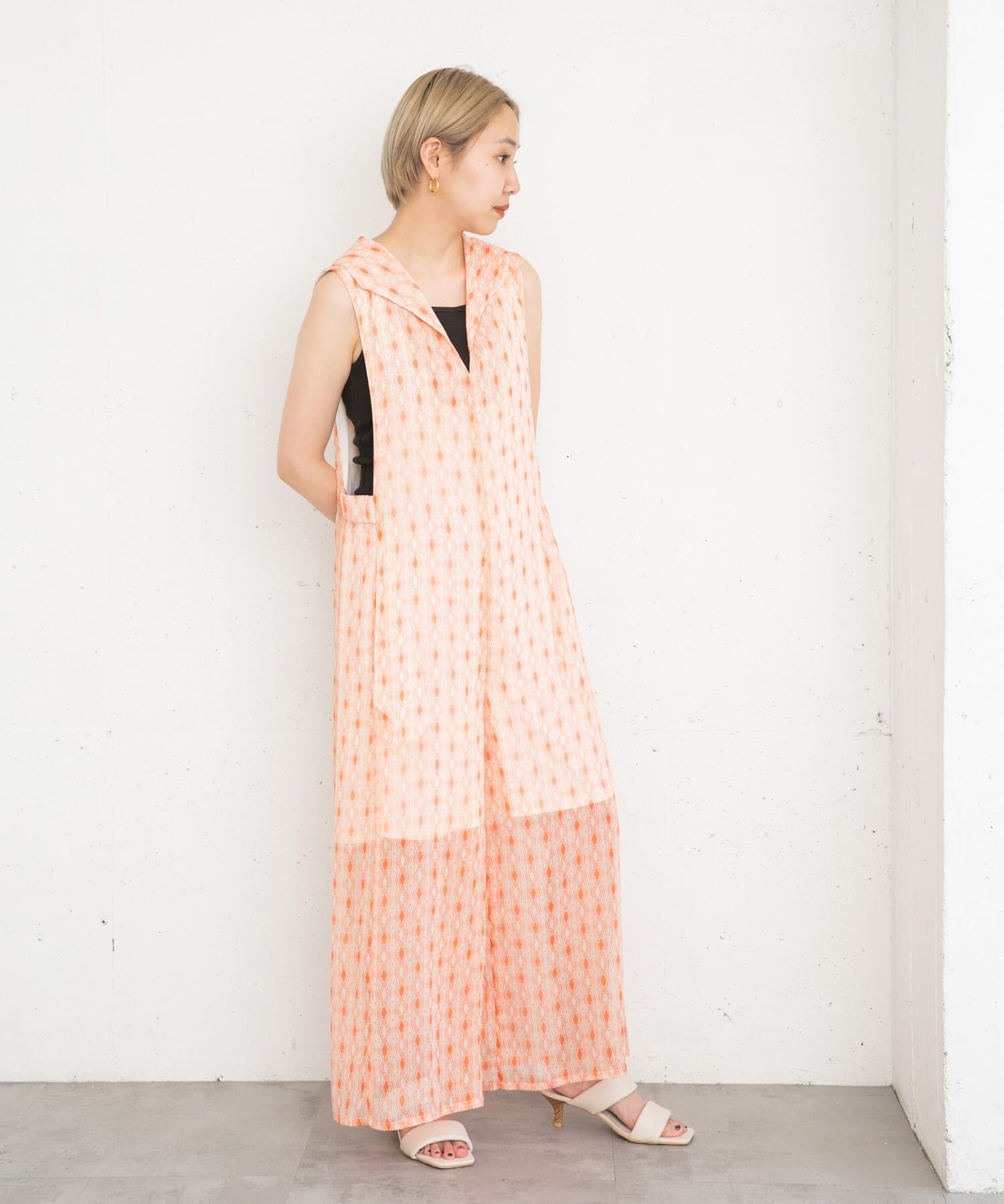  「楊柳プリントサロペット」|スカート|