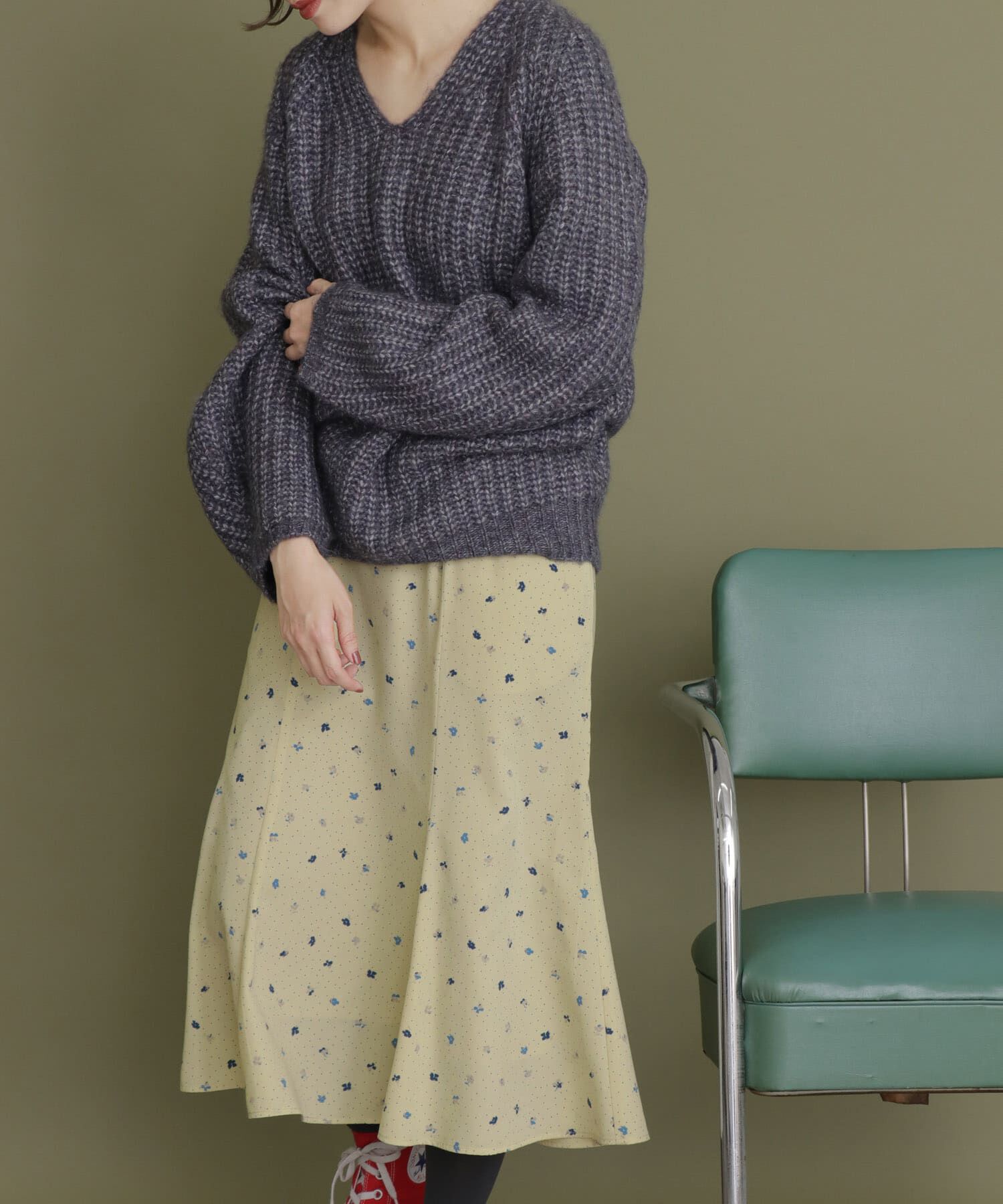  「ドット&times;フラワーマーメイドスカート」|スカート|