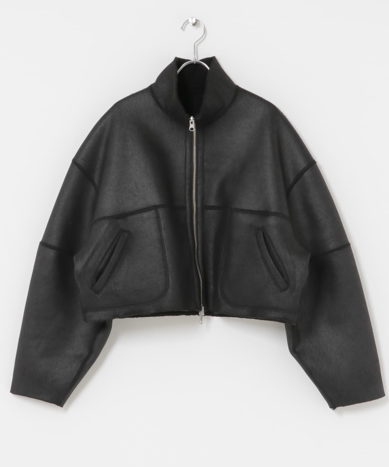  「リバーシブルボアジャケット」|ノーカラーコート|