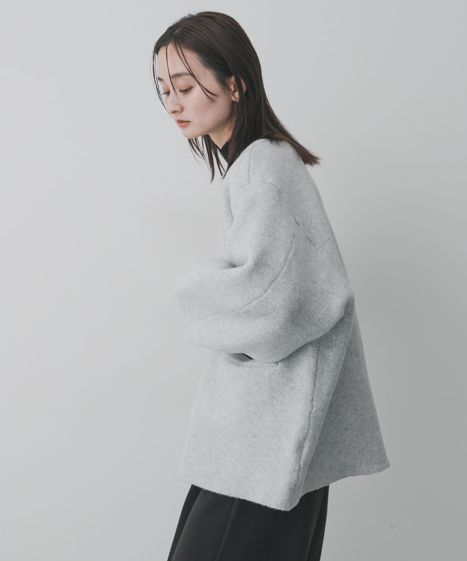 SENSE OF PLACE by URBAN RESEARCH「バイカラーニットコート」|ノーカラーコート|