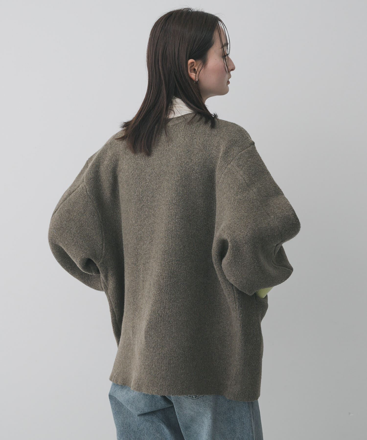 SENSE OF PLACE by URBAN RESEARCH「バイカラーニットコート」|ノーカラーコート|