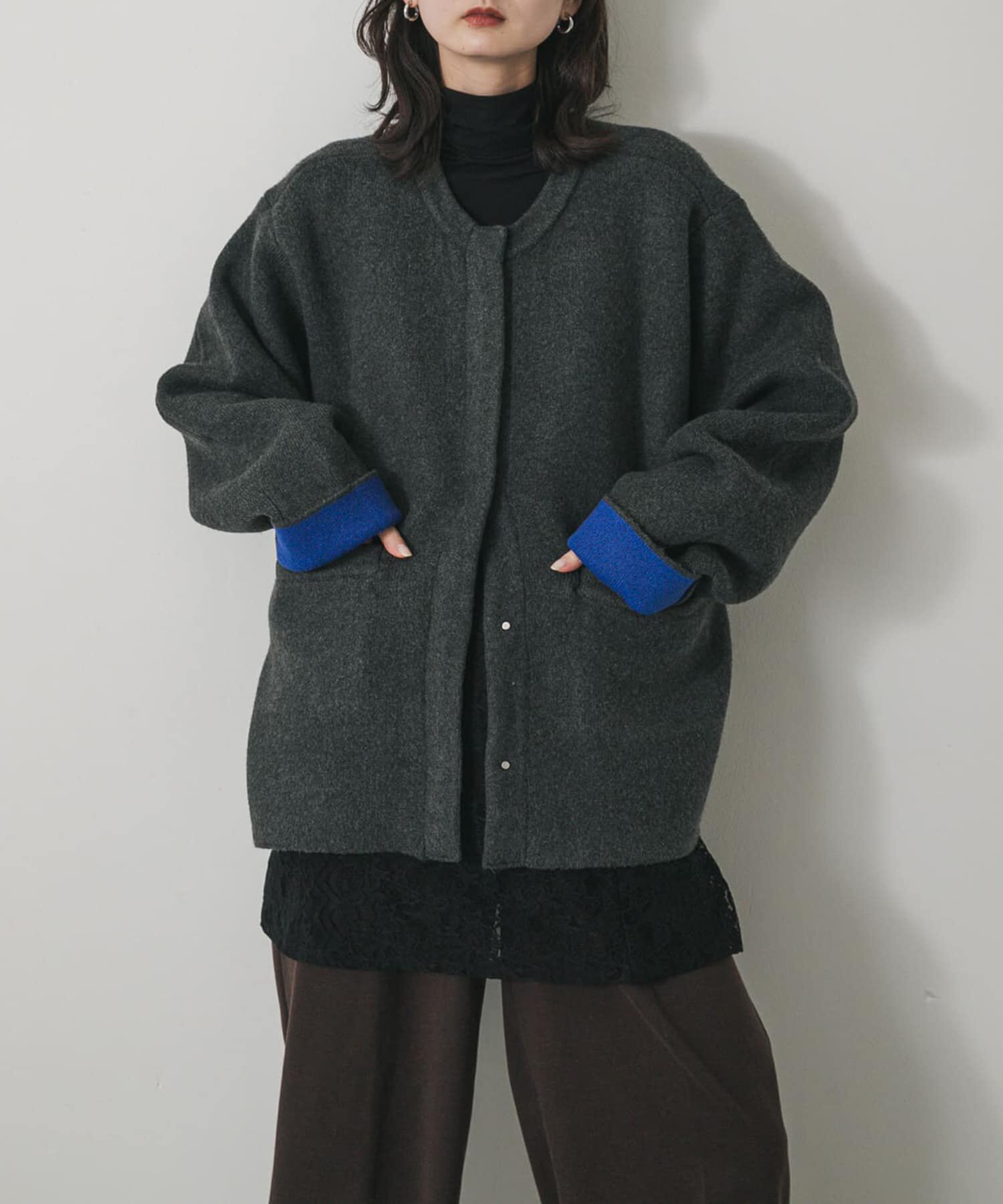 SENSE OF PLACE by URBAN RESEARCH「バイカラーニットコート」|ノーカラーコート|その他1