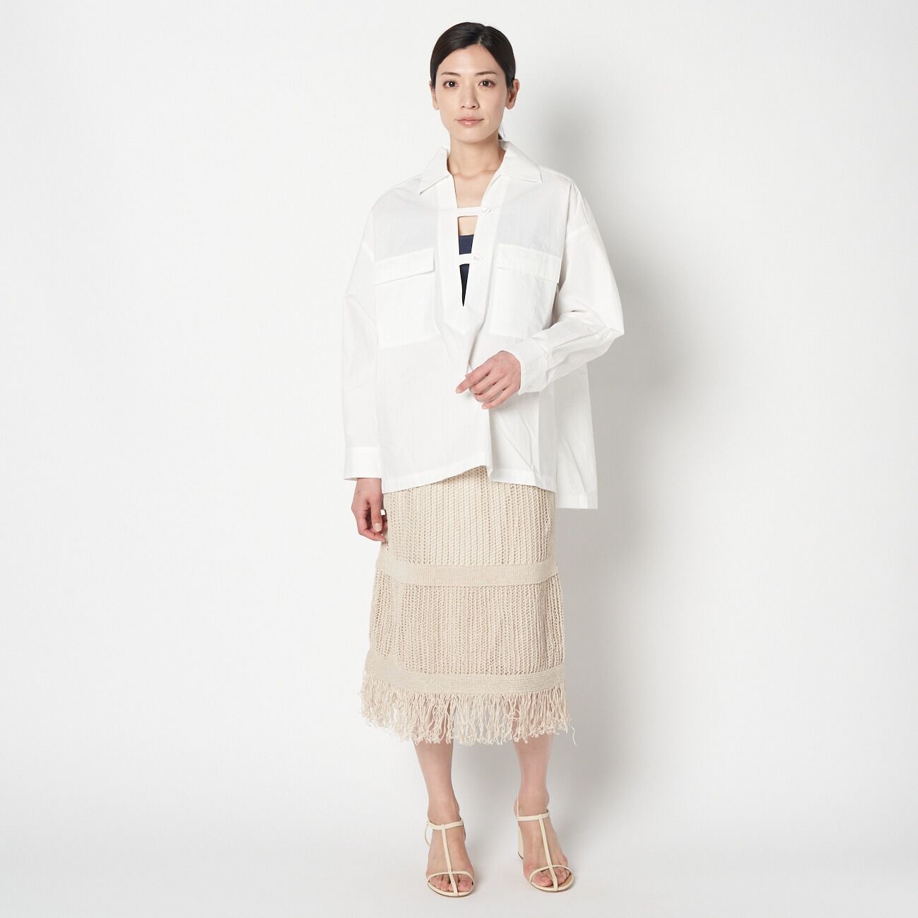 HELIOPOLE「HELIOPOLE LINEN TAPE TIERED SKIRT」|スカート|