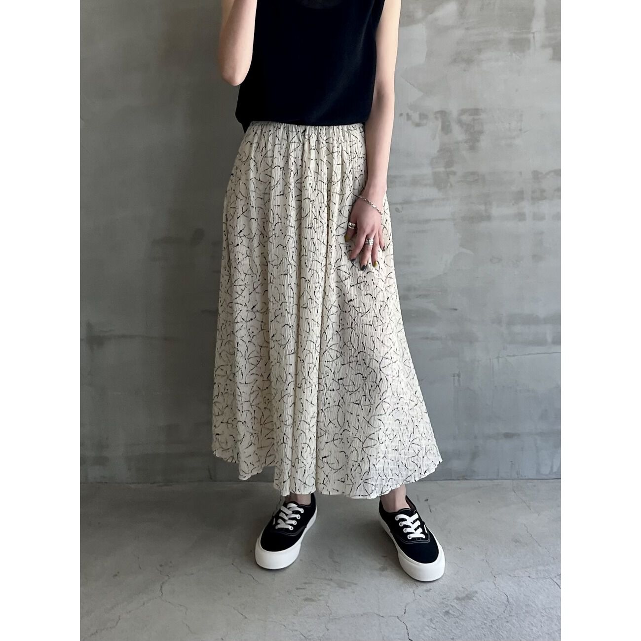 HELIOPOLE「HELIOPOLE DEVEAUX  BI-COLOR PRINT FLARE SK」|スカート|