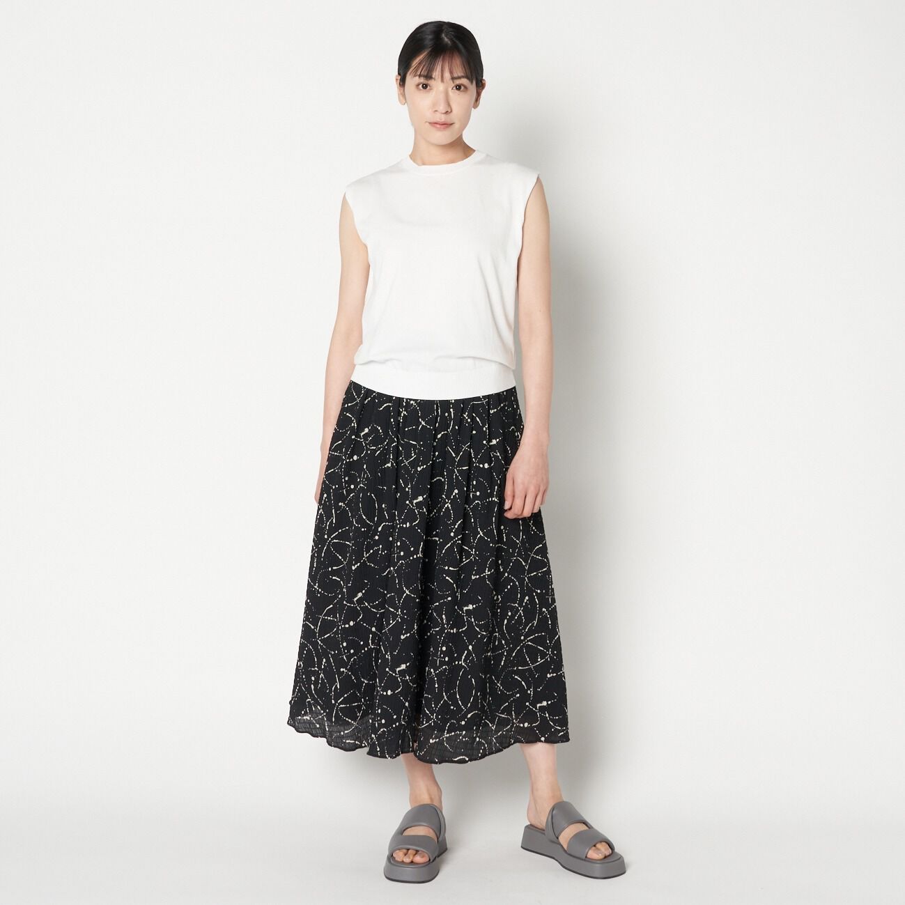 HELIOPOLE「HELIOPOLE DEVEAUX  BI-COLOR PRINT FLARE SK」|スカート|