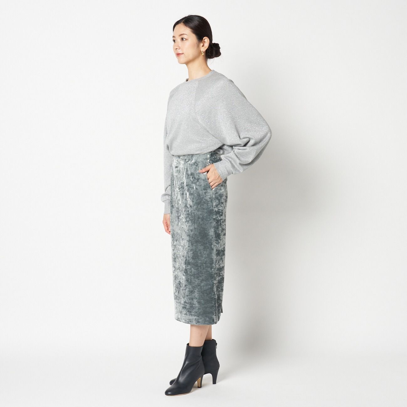 HELIOPOLE「HELIOPOLE CRUSHED VELOUR TIGHT SKIRT」|スカート|