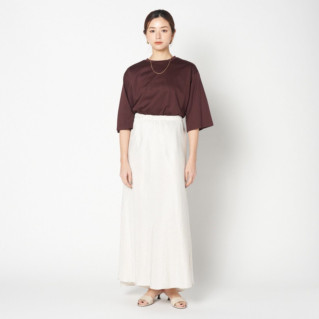 HELIOPOLE「HELIOPOLE SATIN MAXI FLARE SKIRT」|スカート|