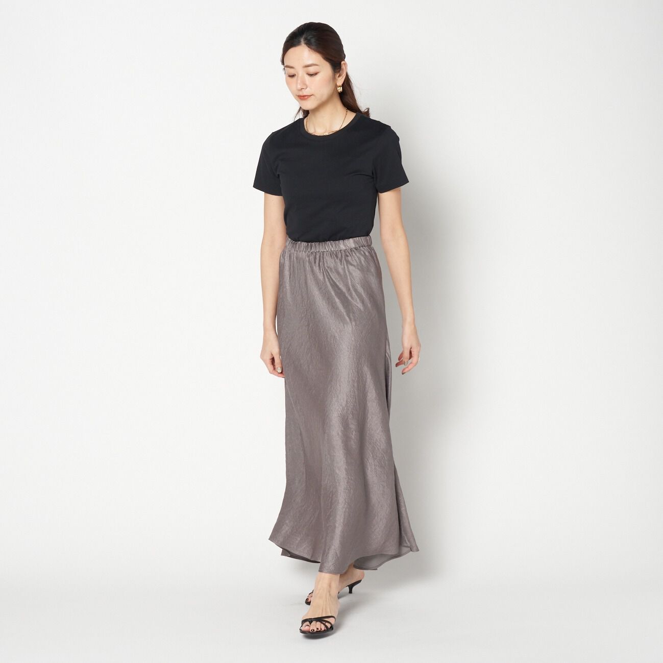 HELIOPOLE「HELIOPOLE SATIN MAXI FLARE SKIRT」|スカート|