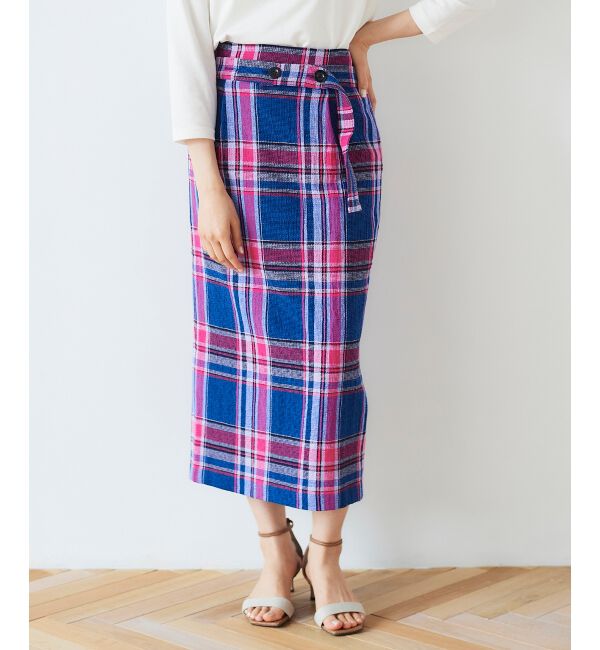 le.coeur blanc「MANTECO チェックハイウエストスカート」|タイト|