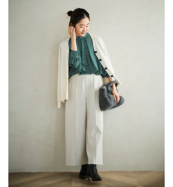 le.coeur blanc「ウールライクワイドクロップドパンツ」|スラックス|