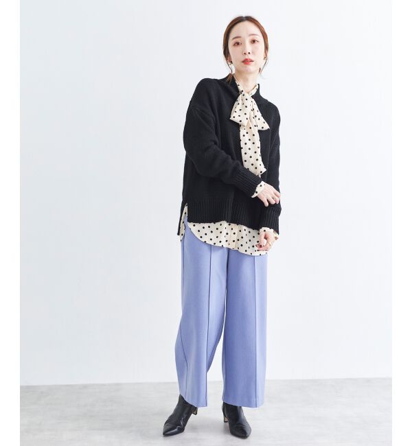 le.coeur blanc「ウールライクワイドクロップドパンツ」|スラックス|