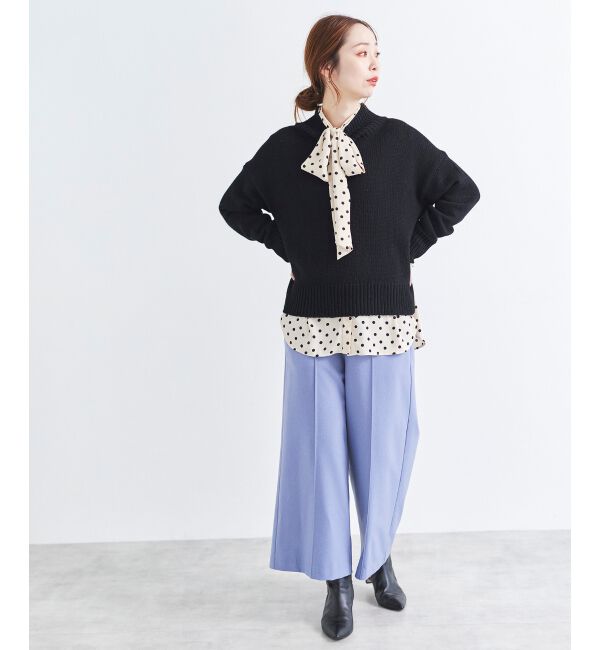 le.coeur blanc「ウールライクワイドクロップドパンツ」|スラックス|