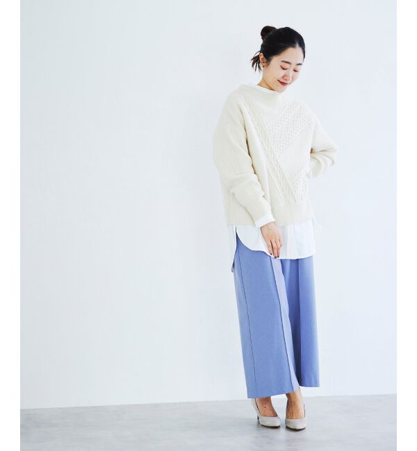 le.coeur blanc「ウールライクワイドクロップドパンツ」|スラックス|