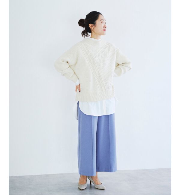 le.coeur blanc「ウールライクワイドクロップドパンツ」|スラックス|