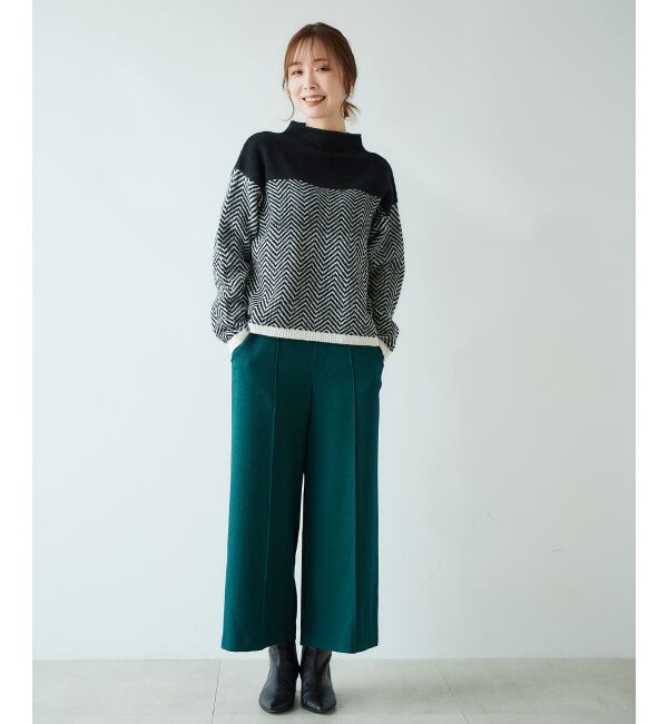 le.coeur blanc「ウールライクワイドクロップドパンツ」|スラックス|