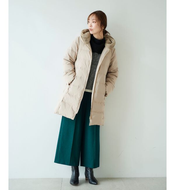 le.coeur blanc「ウールライクワイドクロップドパンツ」|スラックス|