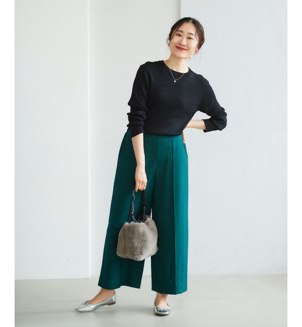 le.coeur blanc「ウールライクワイドクロップドパンツ」|スラックス|