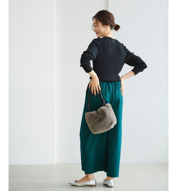 le.coeur blanc「ウールライクワイドクロップドパンツ」|スラックス|