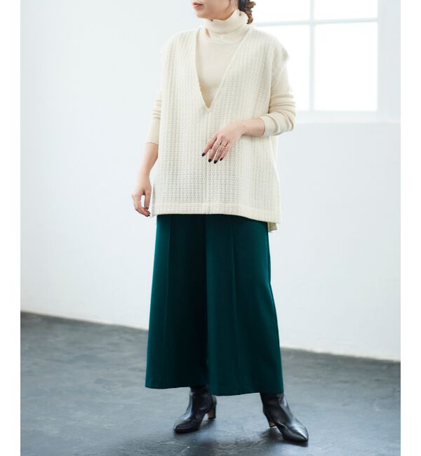 le.coeur blanc「ウールライクワイドクロップドパンツ」|スラックス|