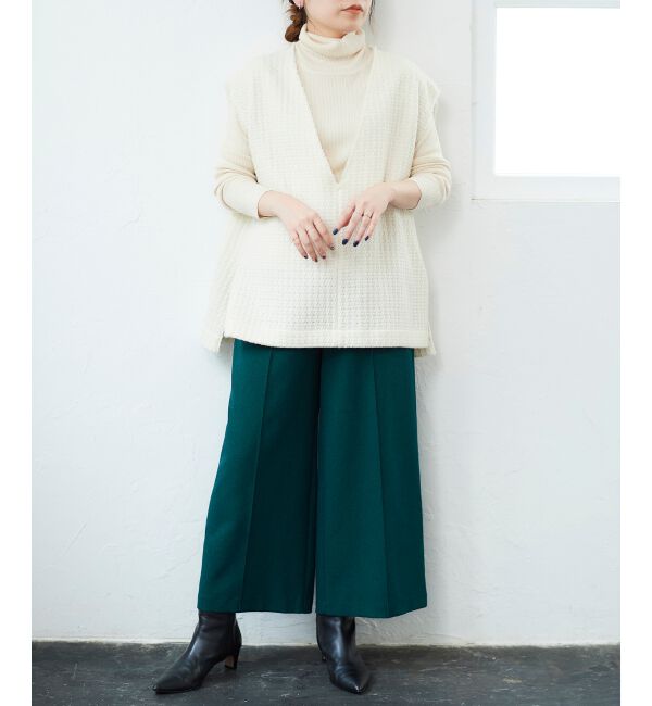 le.coeur blanc「ウールライクワイドクロップドパンツ」|スラックス|