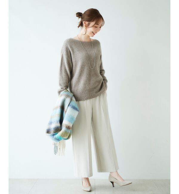 le.coeur blanc「ウールライクワイドクロップドパンツ」|スラックス|