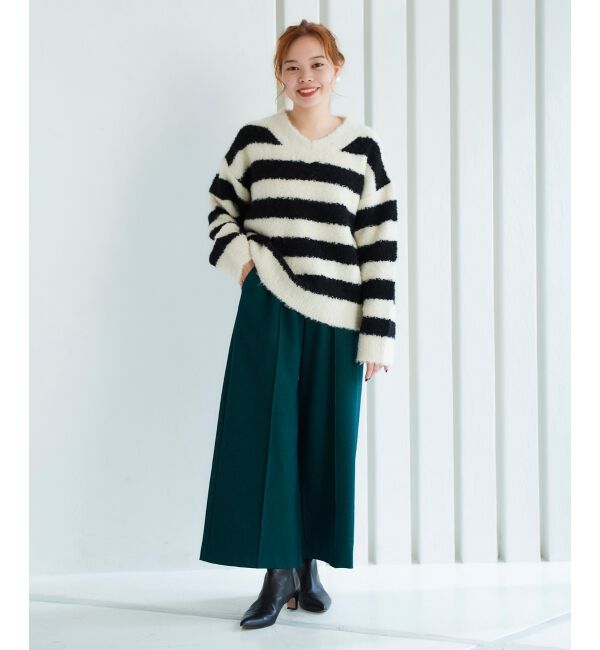 le.coeur blanc「ウールライクワイドクロップドパンツ」|スラックス|