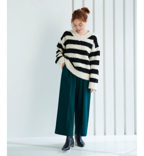 le.coeur blanc「ウールライクワイドクロップドパンツ」|スラックス|