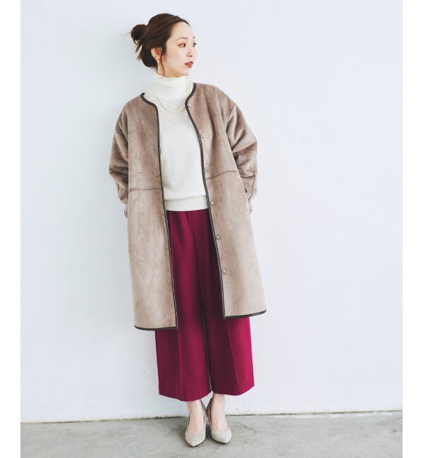 le.coeur blanc「ウールライクワイドクロップドパンツ」|スラックス|