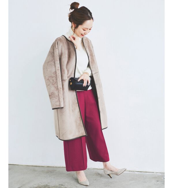 le.coeur blanc「ウールライクワイドクロップドパンツ」|スラックス|