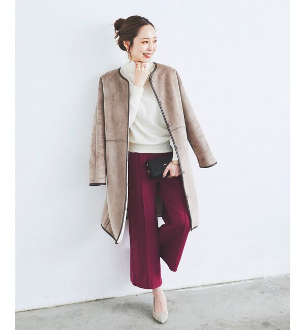 le.coeur blanc「ウールライクワイドクロップドパンツ」|スラックス|