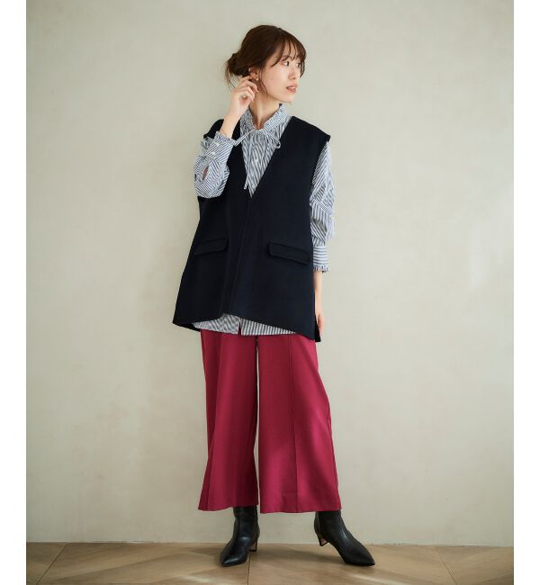 le.coeur blanc「ウールライクワイドクロップドパンツ」|スラックス|