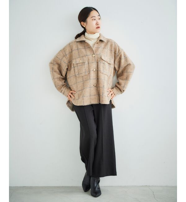 le.coeur blanc「ウールライクワイドクロップドパンツ」|スラックス|