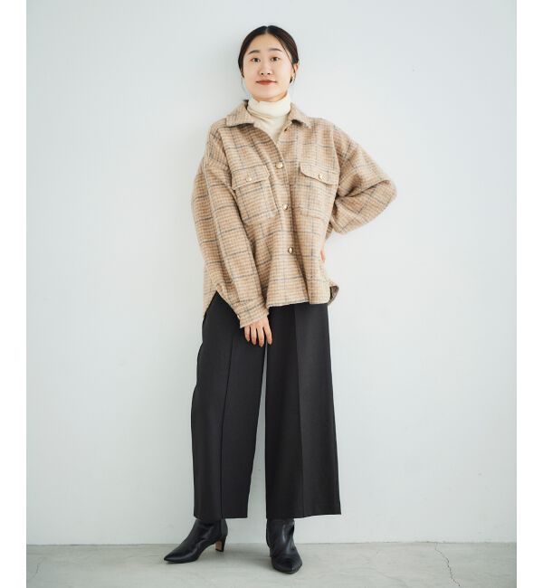 le.coeur blanc「ウールライクワイドクロップドパンツ」|スラックス|