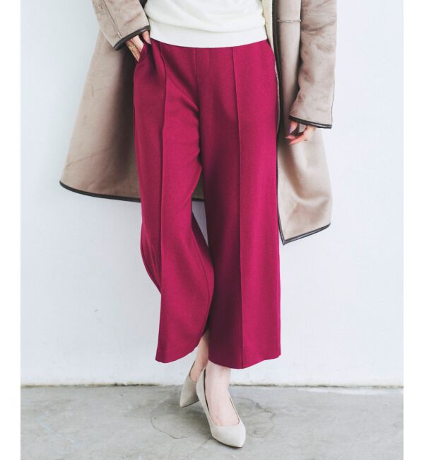 le.coeur blanc「ウールライクワイドクロップドパンツ」|スラックス|Ｄ／ピンク