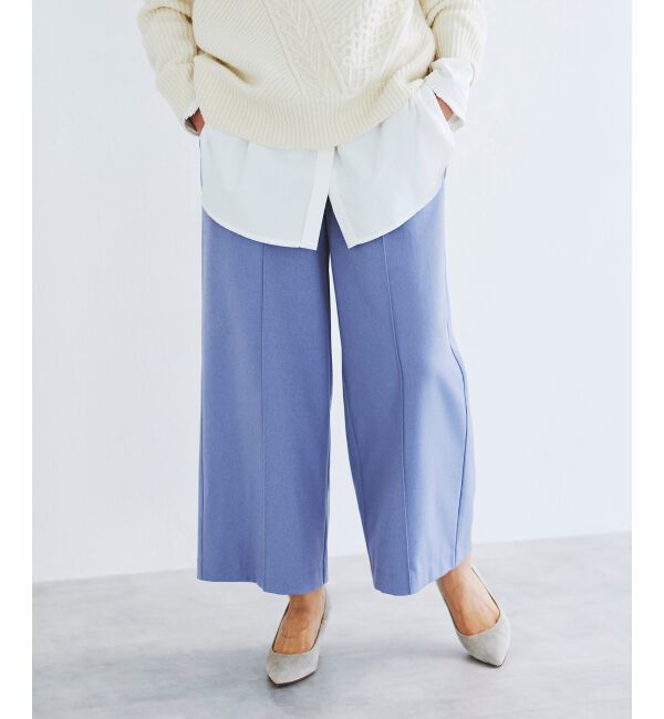le.coeur blanc「ウールライクワイドクロップドパンツ」|スラックス|ブルー